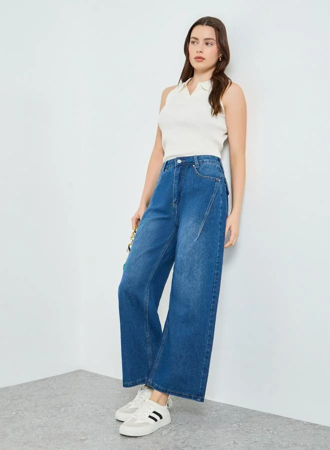 Styli  Women Blue High Rise Relaxed Fit Jeans for Women | Best Price UAE